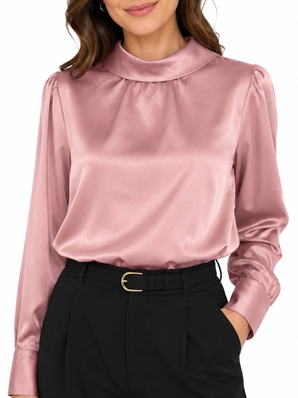 Vintage Bryn Mawr Bobbie Brooks Womens 10 Tall Pink Blouse 100% Polyester USA
